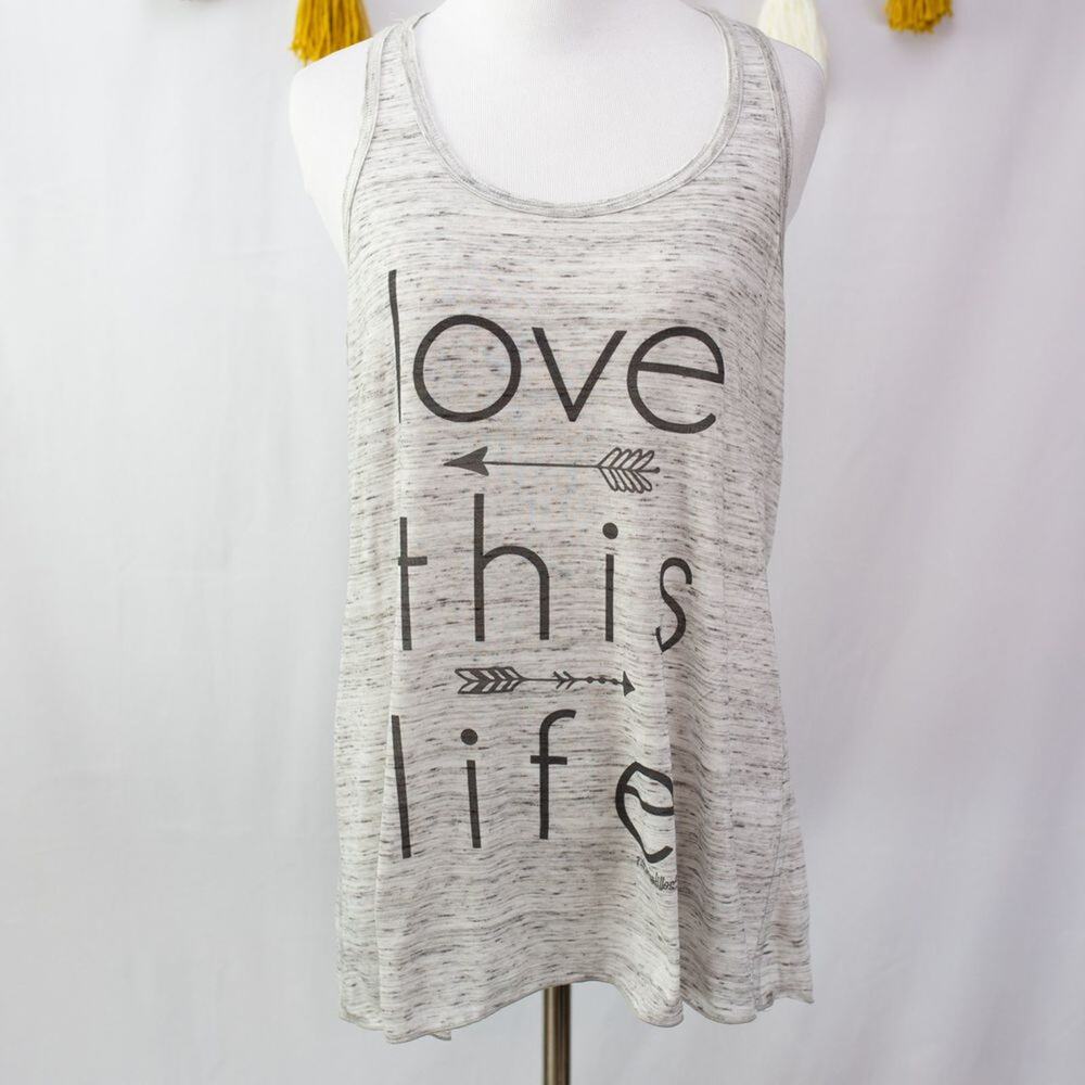 Bella Canvas NEW Gray Love This Life Gray Tank Top Size 2XL Heathered Space Dye